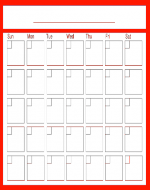 Red Monthly Blank Calendars