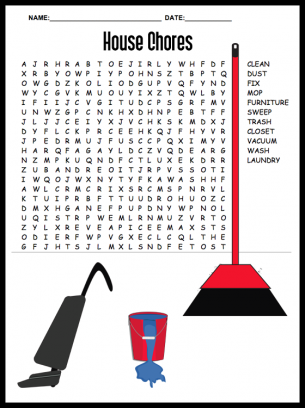 House Chores Word Search Puzzle