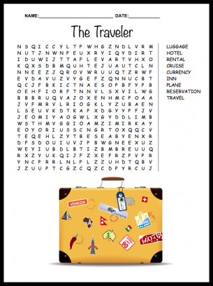 Traveler Word Search Puzzle