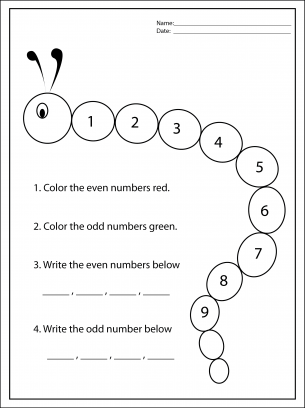 Color in Odd and Even Worksheets