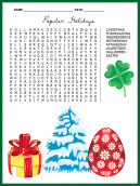 Popular Holidays Word Search Puzzle