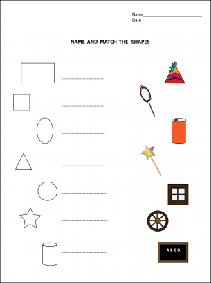 Name and Match Shapes Worksheets