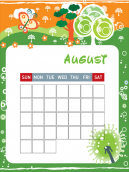 August Flower Calendars with lovely nature design with orange and green
