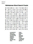 Birthstone Search Word Puzzle 