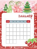 Pink January Blank Calendars with decoration and celebration
