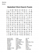 Basketball Word Search Puzzle - Find the basketball related words