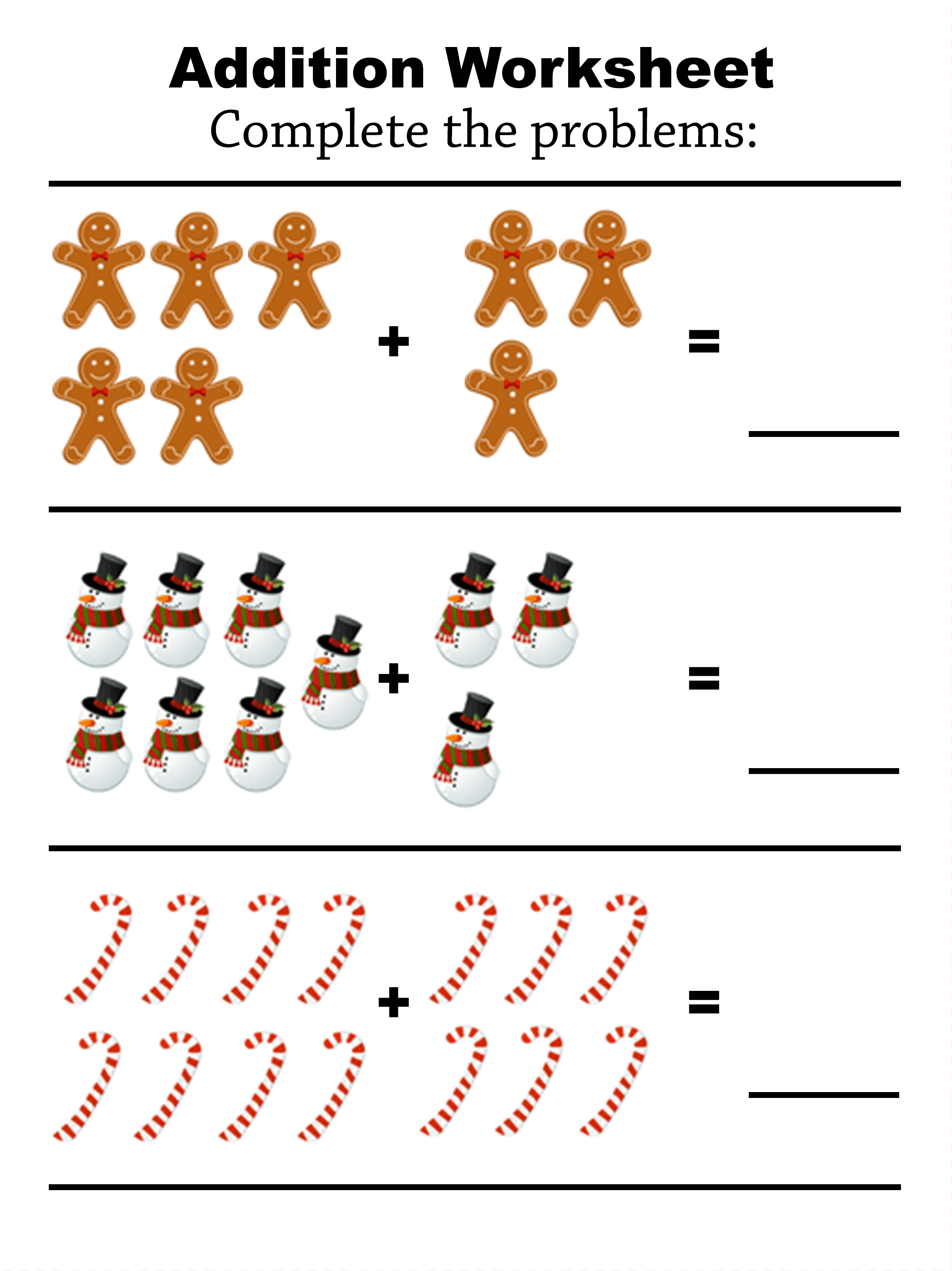 Christmas Addition Worksheets