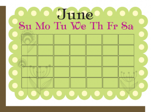 June Calendar Blank Templates That Can Be used Over And Over Each Month