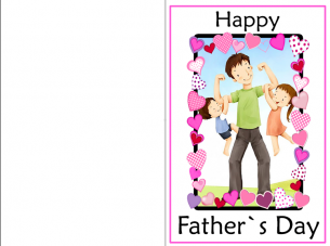 Father's Day Greeting Cards - Happy Father's Day card woth the kids cheering and playing with dad.