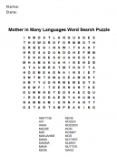 Wordsearch Puzzles Mother