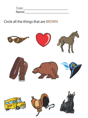 Kids Worksheets Brown objects