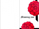 Missing You - Greetings Cards with Red flowers and the heartfelt message