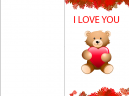 I love You Greeting Card with Teady Bear and a Love Heart 