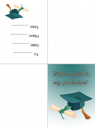 Graduation Invitations Green Caps