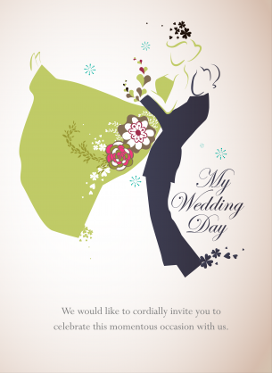 Rockin Wedding Day Invitation - image of a couple dancing