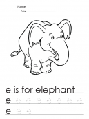 Free e is for elephant letter writing worksheet