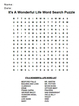 Wordsearch Puzzles Wonderful Life