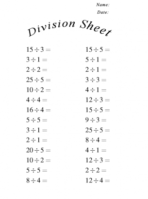 Divide Worksheets - Divide the number in this worksheet