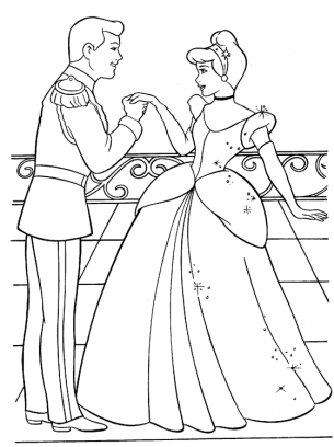 Cinderella & Prince Printable Coloring Sheets