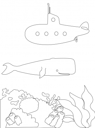 Submarine and Whale Coloring Sheets