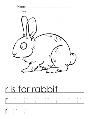 R for Rabbit Worksheets for Kindergarten