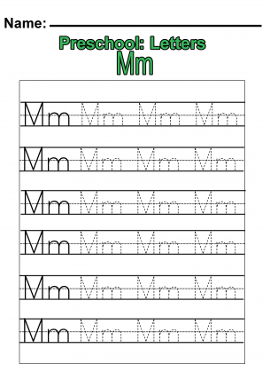 Preschool "M" Practice Worksheet