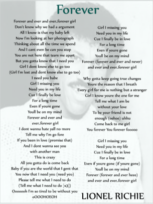 Lionel Richie Forever Printable Music