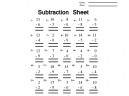 Thanksgiving Subtraction Worksheets