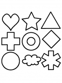 Shape Package activities Template incluing stars, hearts, crosses, circles, clouds, triangle, diamonds and more