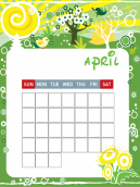 Blank Printable calendar with a nature design around the border good for the month of April any year