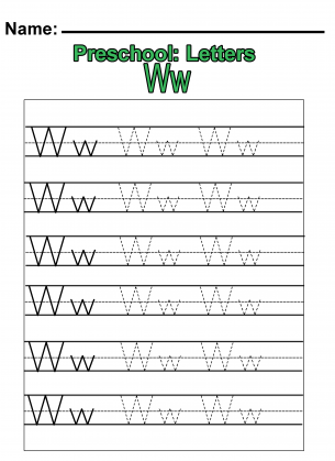 preschool w practice worksheet