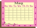 May Monthly Calendar with pink and flowers around the edges for mothers day