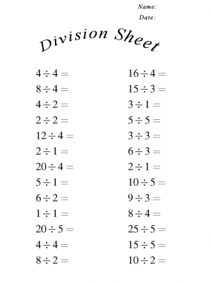 Printable Division Practice Sheet