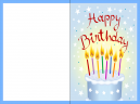 Printable Happy Birthday Card - Features a birthday cake with 8 candles