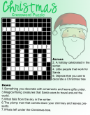 Christmas Crossword Puzzle - Holiday season christmas themed crossword puzzle