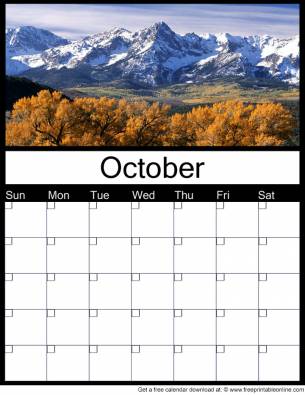 October Monthly Calendar Printables - Free Printable Online