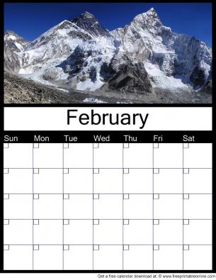 February Blank Monthly Calendar - Free Printable Online