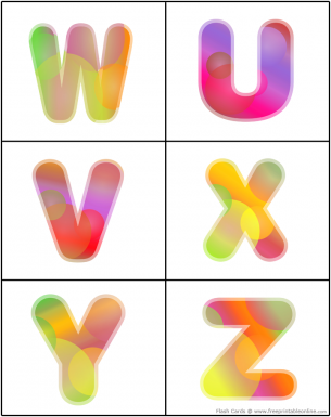 Alphabet Uppercase Flash Cards Letters W-X