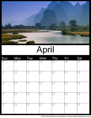 April Blank Monthly Calendar - Free Printable Online