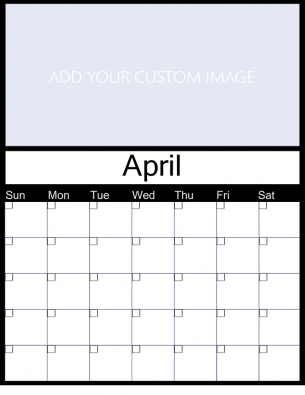 Customize April Monthly Blank Calendar - add your own images to the calendar