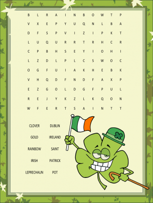 Fun Word Search Puzzle for St Patricks Day