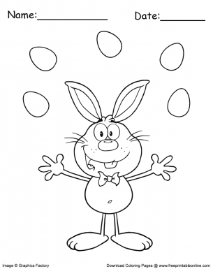 Juggling Easter Bunny Coloring Page