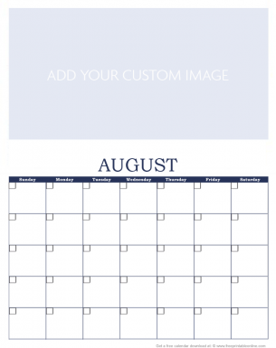 Customize August Monthly Custom Calendar - Free Printable Online