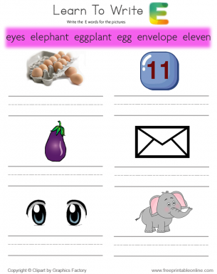 Learn To Write - Words That Start With E