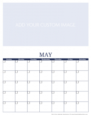 Customize May Monthly Custom Calendar - Free Printable Online