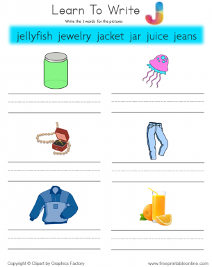 Learn To Write - Words That Start With J