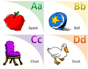Illustrated Flash Cards Learning Letters A-D
