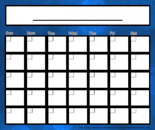 Blue Black Bubble Blank Calendar - Free Printable Online