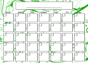 Green Vines Blank Calendars that can be used for any month in any given year