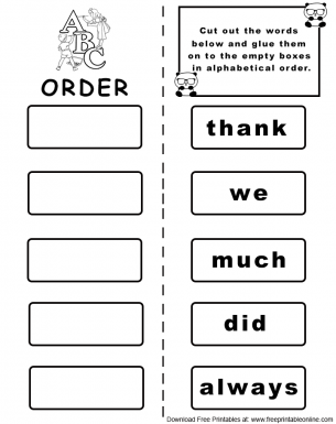 Alphabet Order Worksheet Set 9